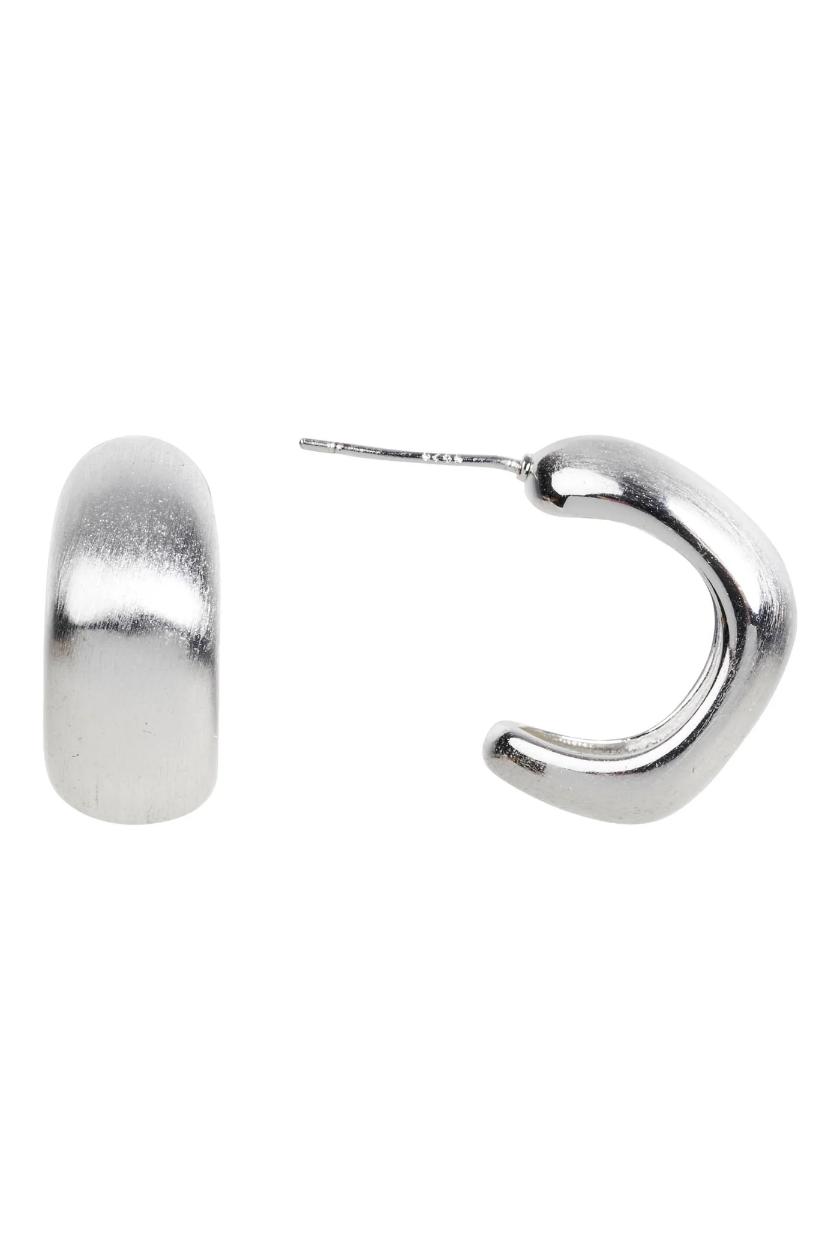 Eb & Ive - Heritage Satin Earring Silver Hoop