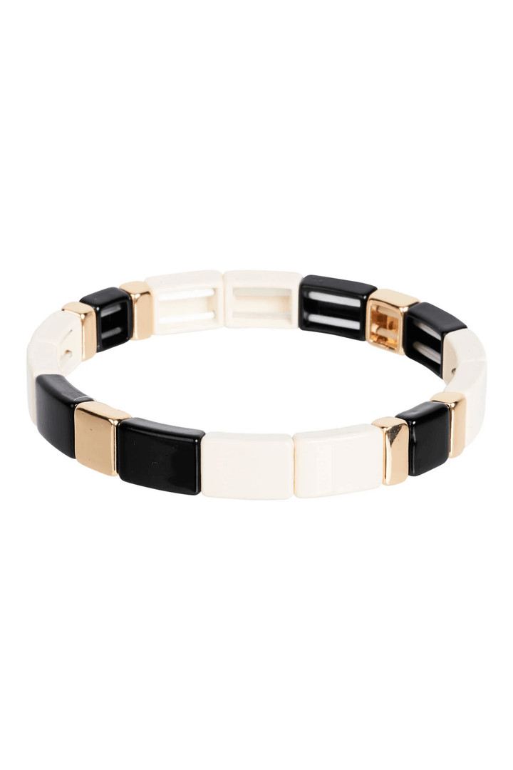 Eb & Ive -Santani Cuff Bracelet Ecru / Black