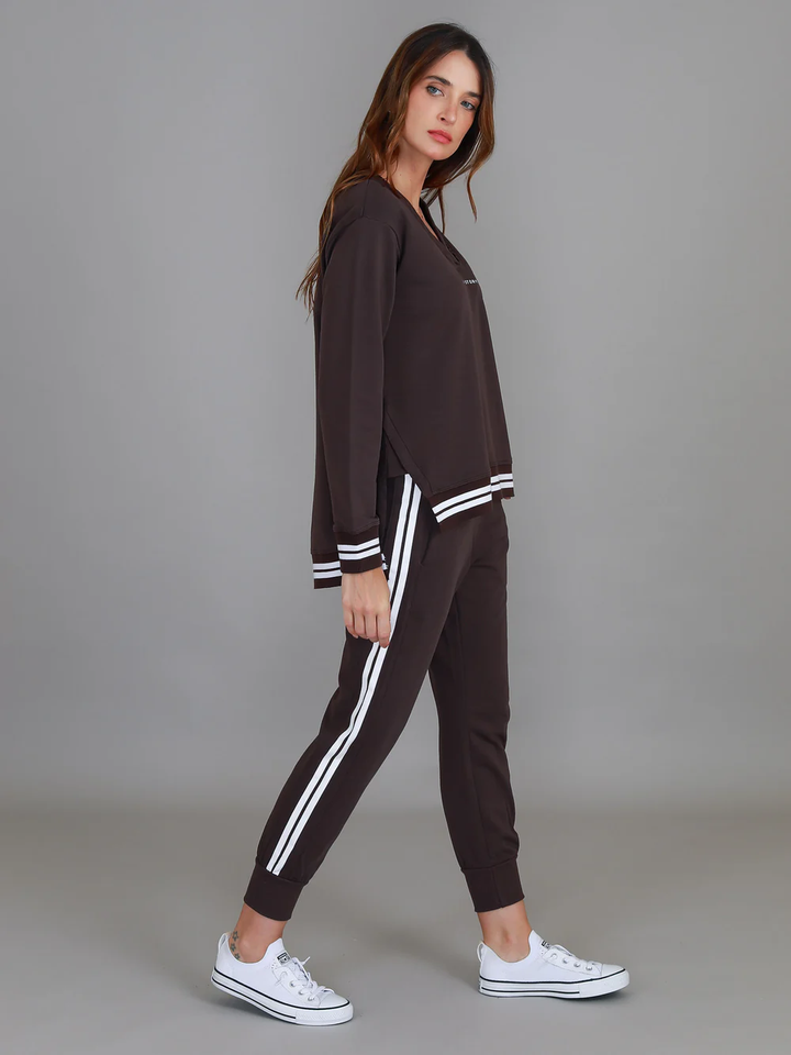 3rd Story - Pammy V-Neck Sweatshirt Truffle