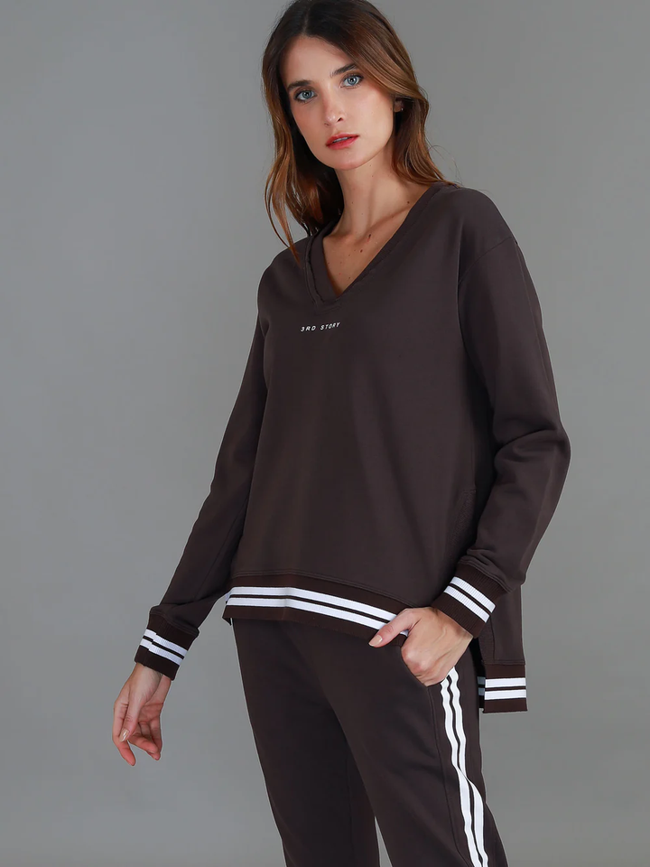 3rd Story - Pammy V-Neck Sweatshirt Truffle