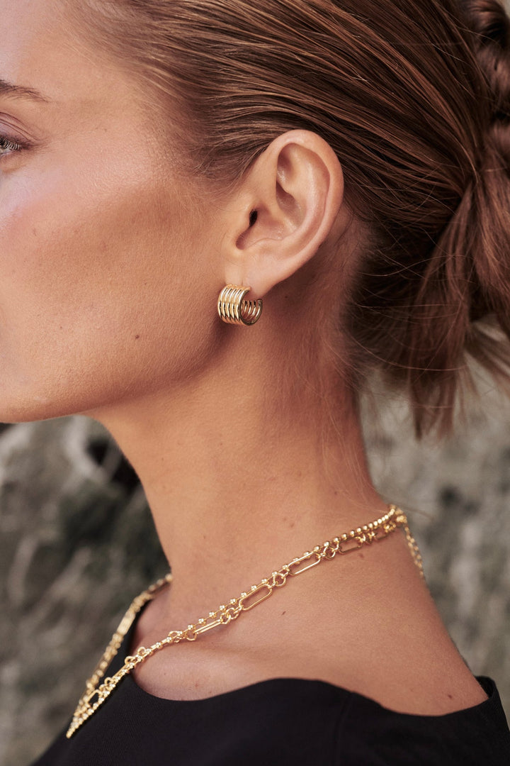Zafino - Jade Hoop Earrings Gold