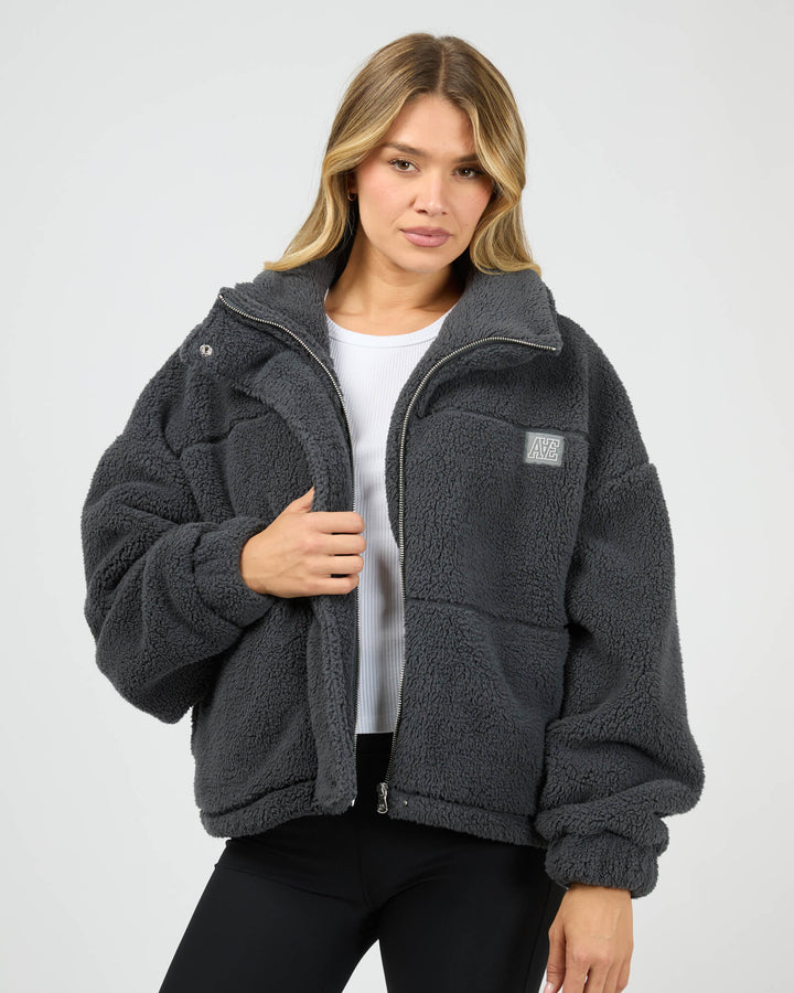 All About Eve - Cosy Club Teddy Jacket Charcoal