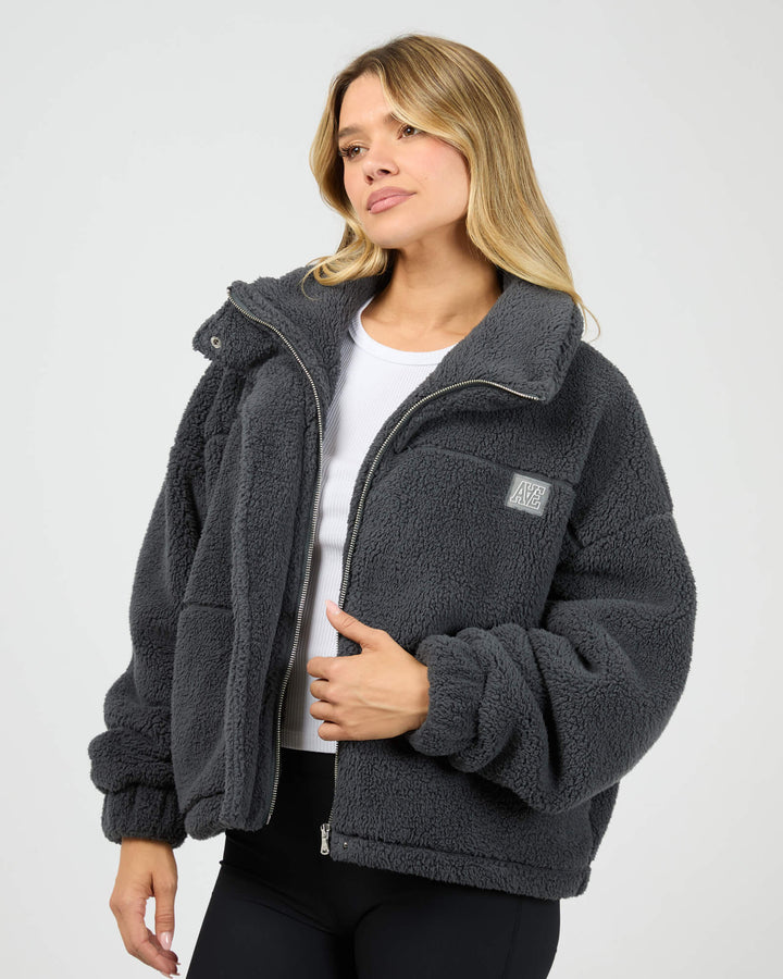 All About Eve - Cosy Club Teddy Jacket Charcoal