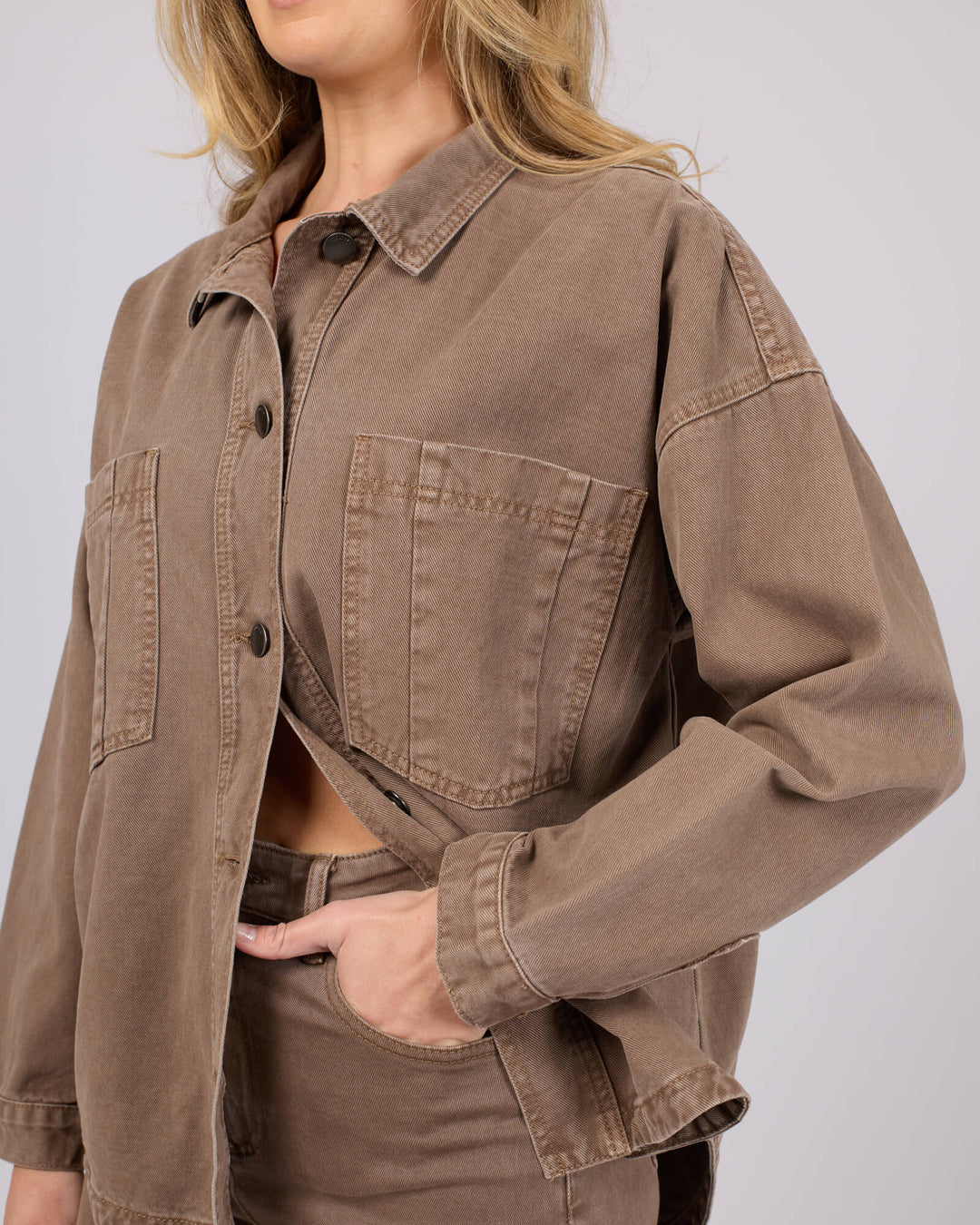 All About Eve - Dale Denim Shacket Cocoa