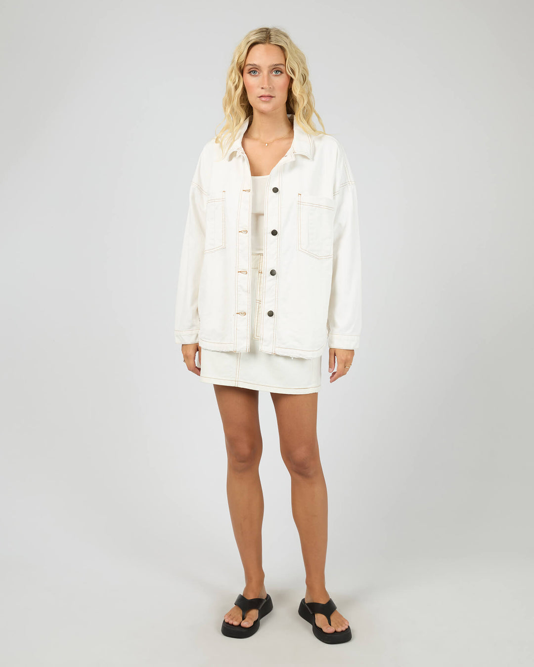 All About Eve - Dale Denim Shacket Vintage White