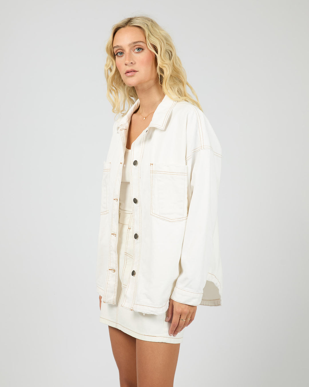 All About Eve - Dale Denim Shacket Vintage White