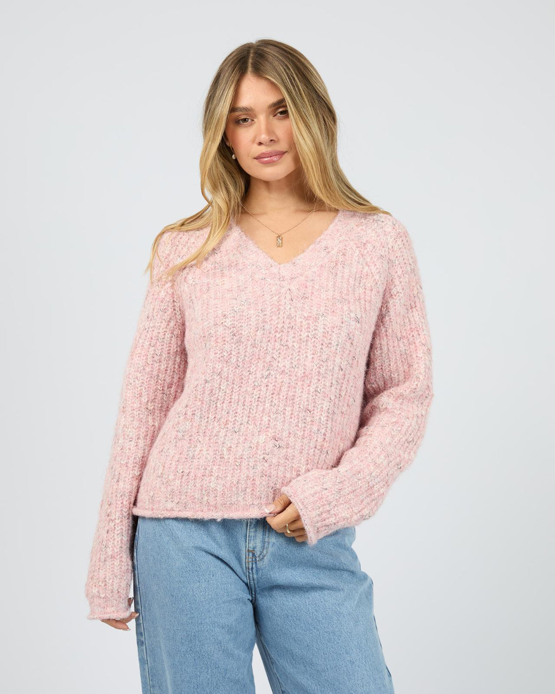 All About Eve - Devon V Neck Jumper Pale Pink