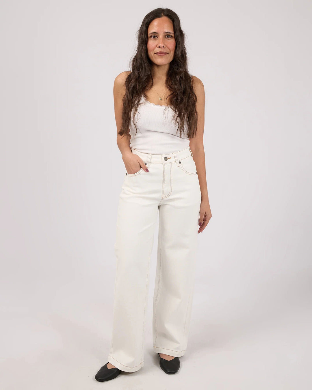 All About Eve - Jacqui Wide Leg Petite Denim Vintage White