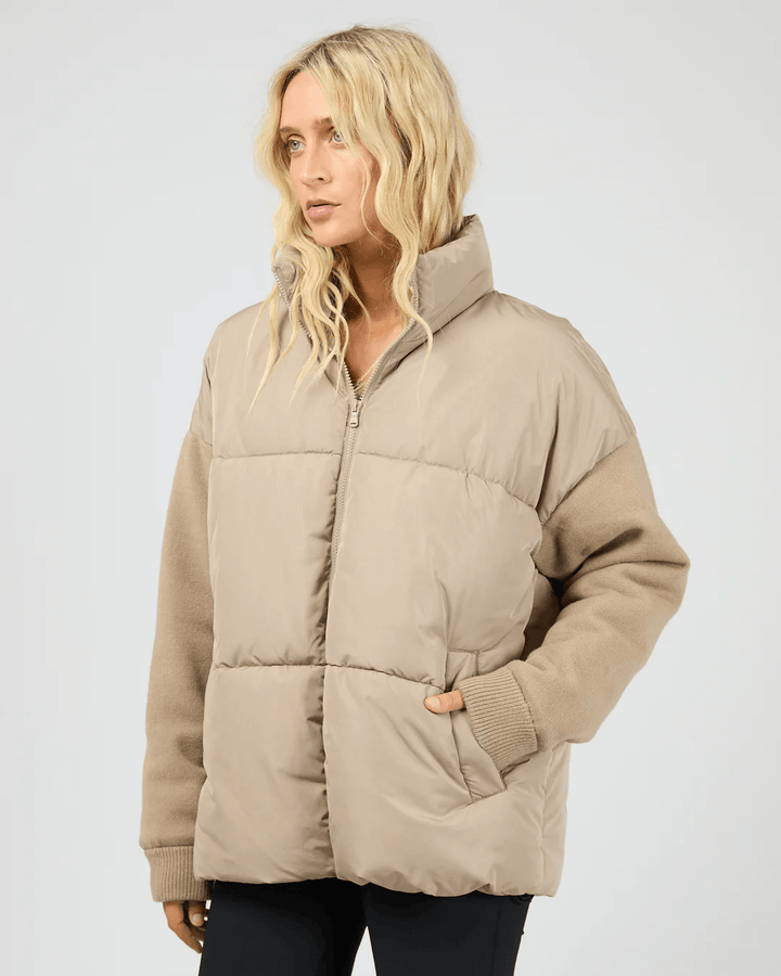 All About Eve - Luxe Knit Puffer Jacket Stone