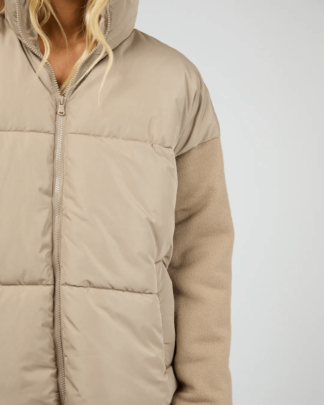 All About Eve - Luxe Knit Puffer Jacket Stone