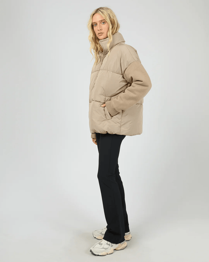 All About Eve - Luxe Knit Puffer Jacket Stone