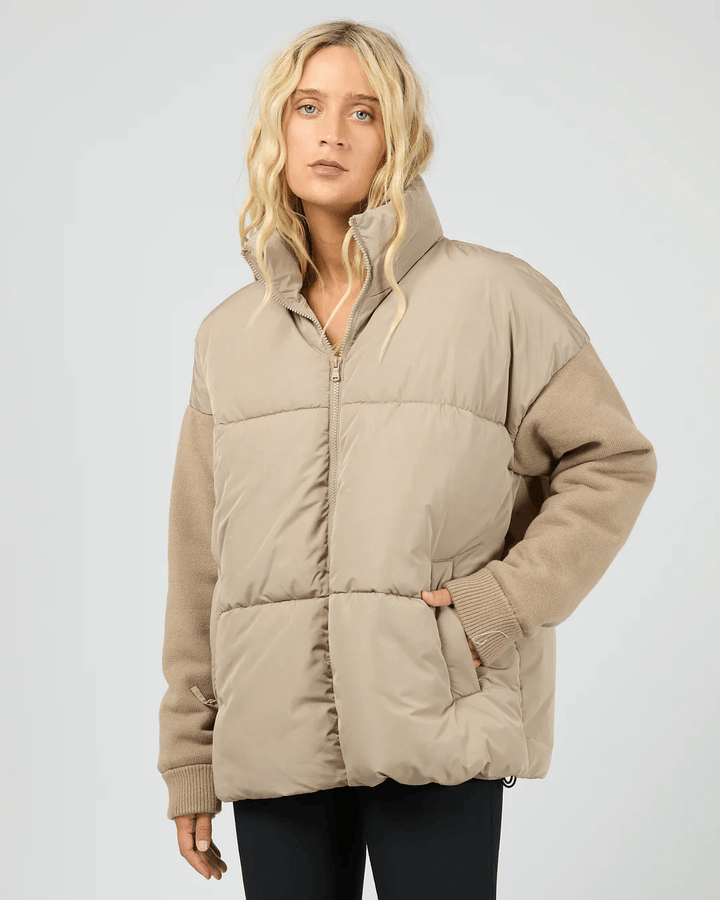 All About Eve - Luxe Knit Puffer Jacket Stone