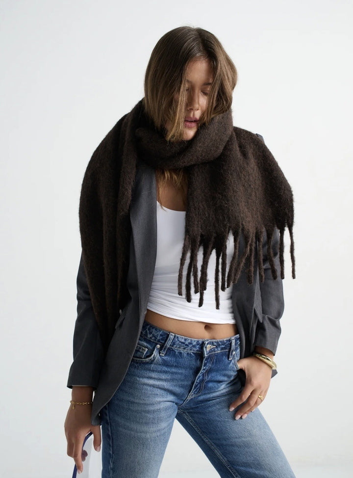 Angels Whisper - Betty Fluffy Scarf Brown