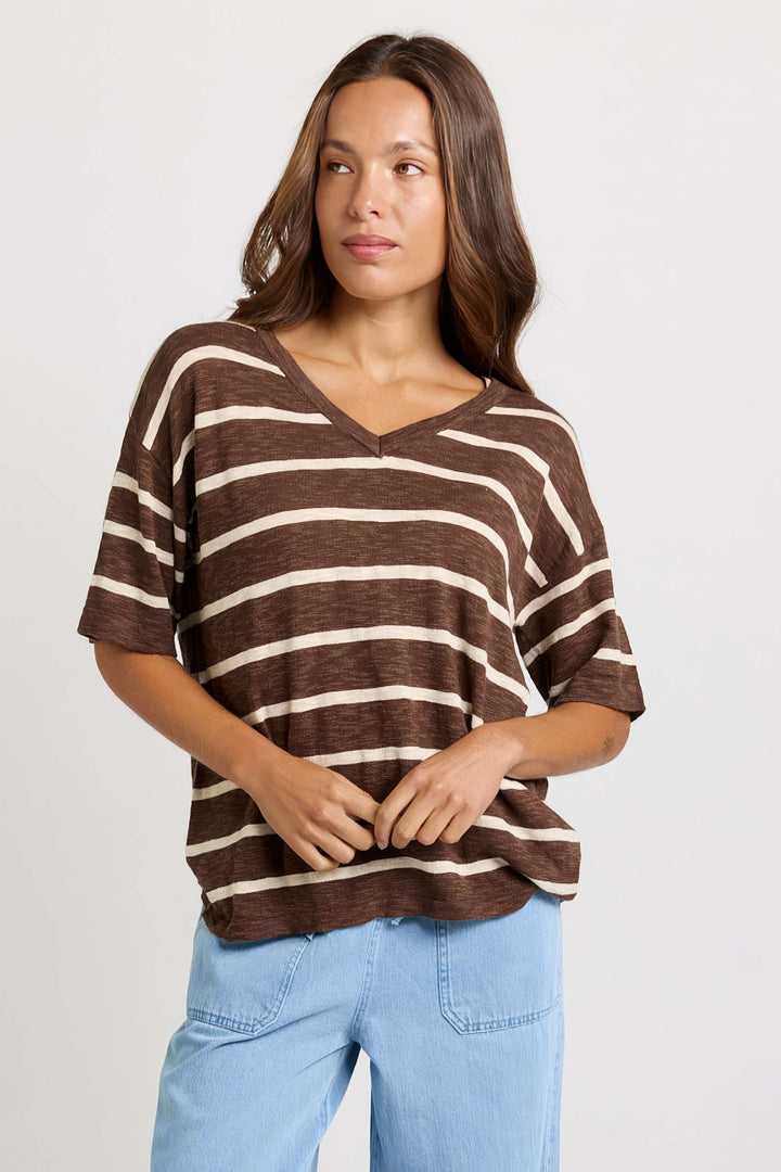 Betty Basics - Aries V-Neck Top Chocolate