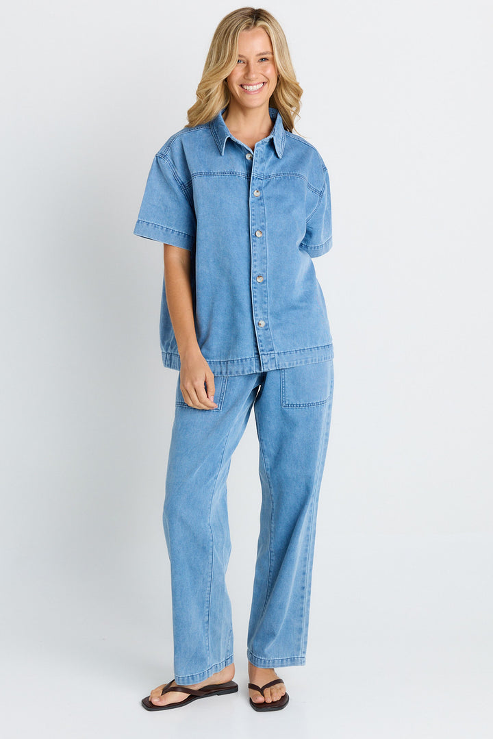 Betty Basics - Quinn Shirt Mid Blue