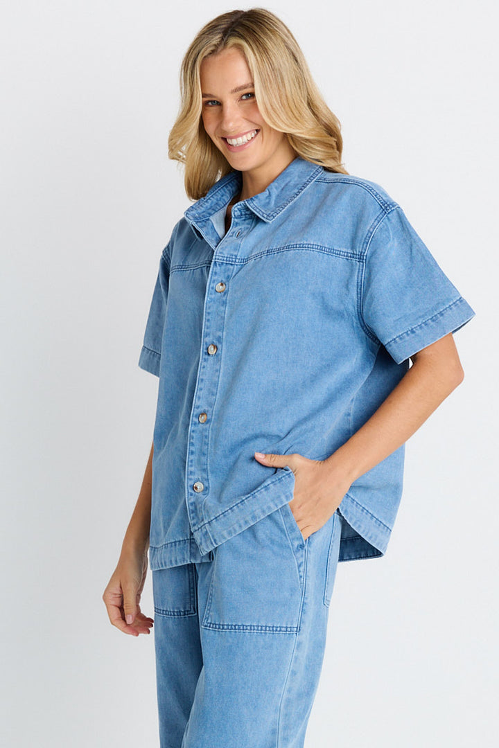 Betty Basics - Quinn Shirt Mid Blue