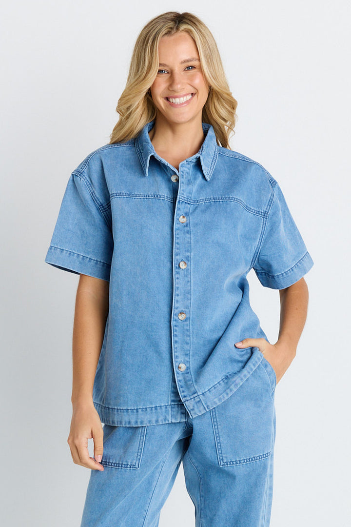 Betty Basics - Quinn Shirt Mid Blue