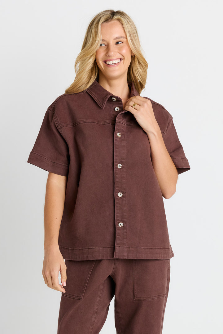 Betty Basics - Quinn Shirt Chocolate