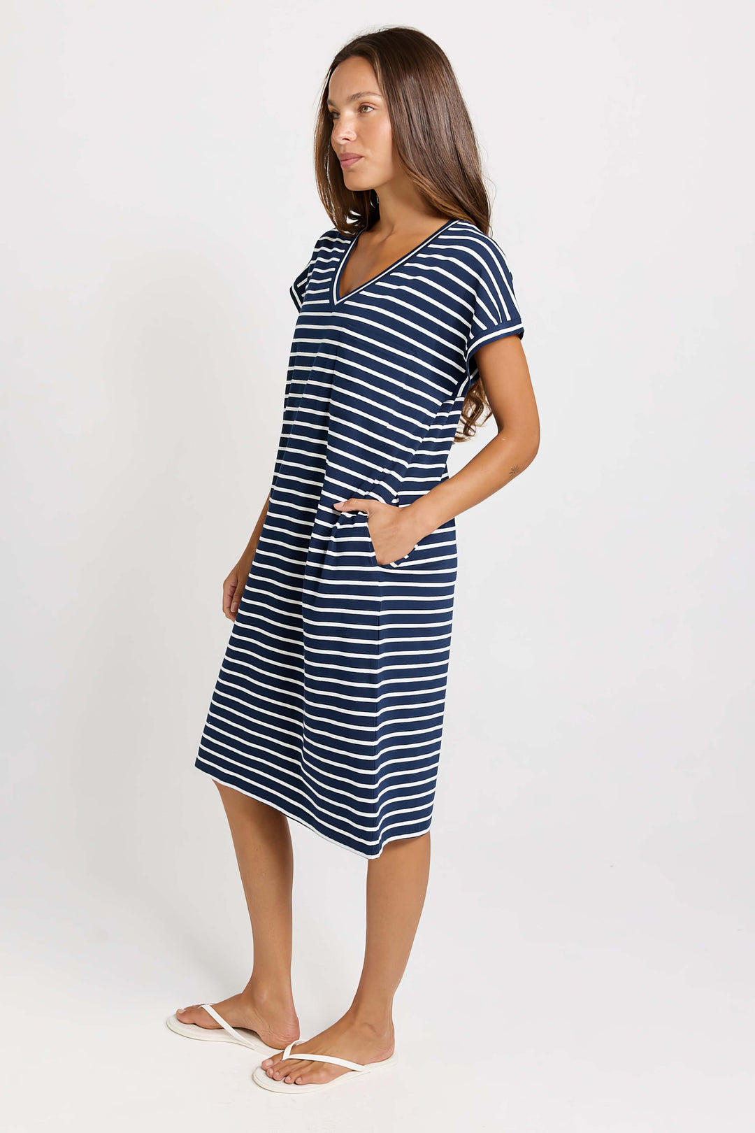 Betty Basics - Zena T-Shirt Dress Navy Stripe