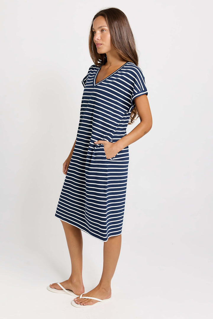 Betty Basics - Zena T-Shirt Dress Navy Stripe