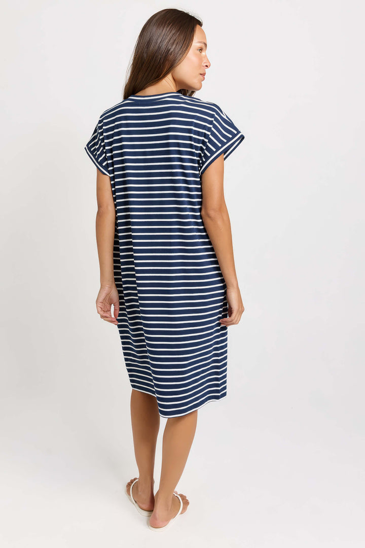 Betty Basics - Zena T-Shirt Dress Navy Stripe