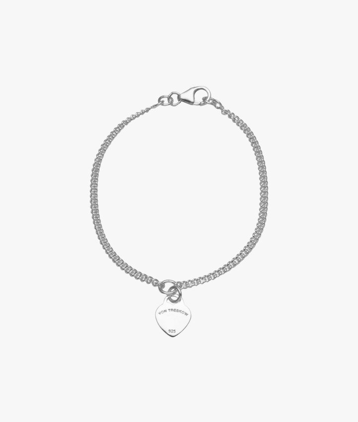 Von Treskow - Curb Bracelet With Vt Flat Heart Silver