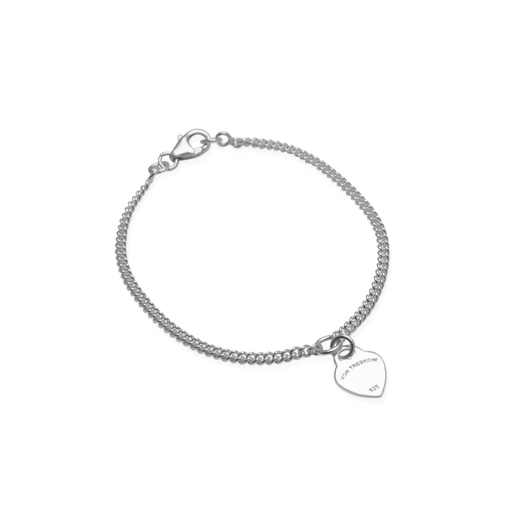 Von Treskow - Curb Bracelet With Vt Flat Heart Silver