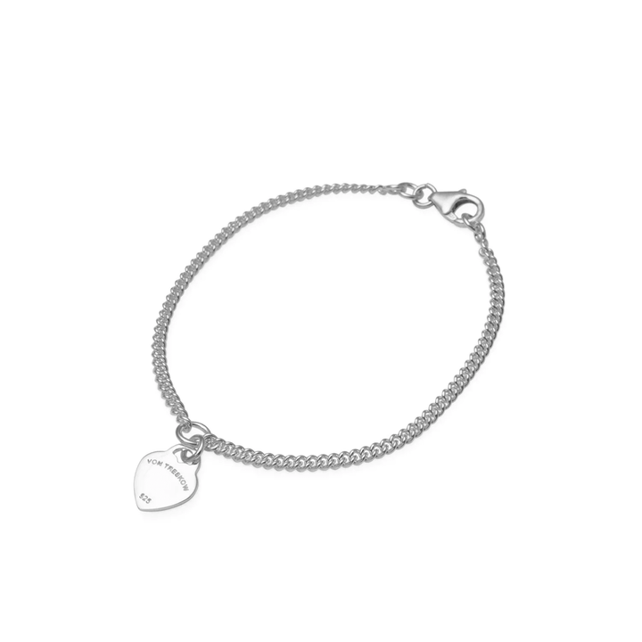 Von Treskow - Curb Bracelet With Vt Flat Heart Silver