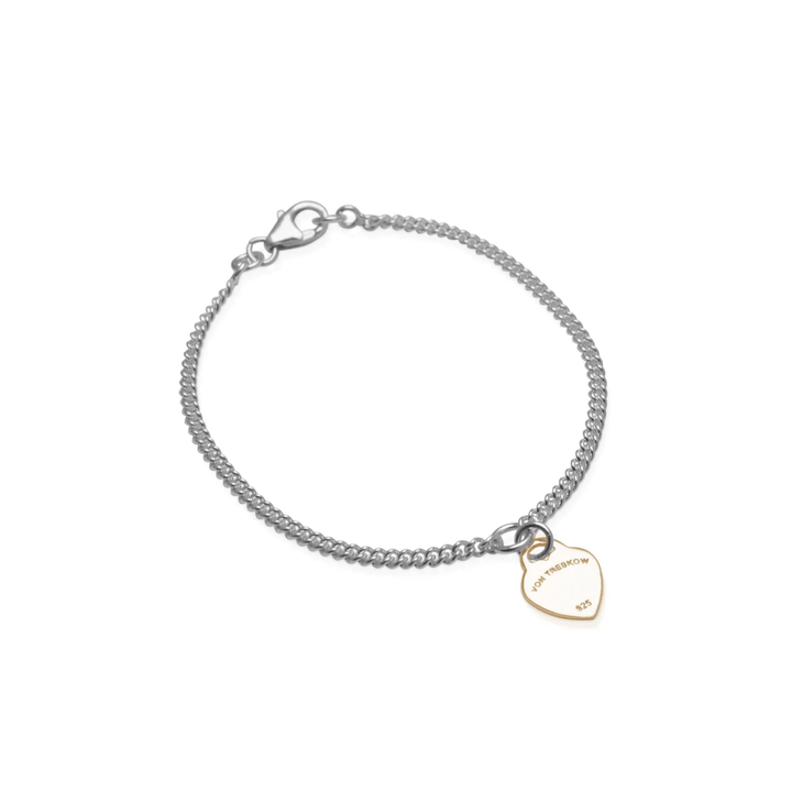 Von Treskow - Curb Bracelet With Vt Flat Heart Gold