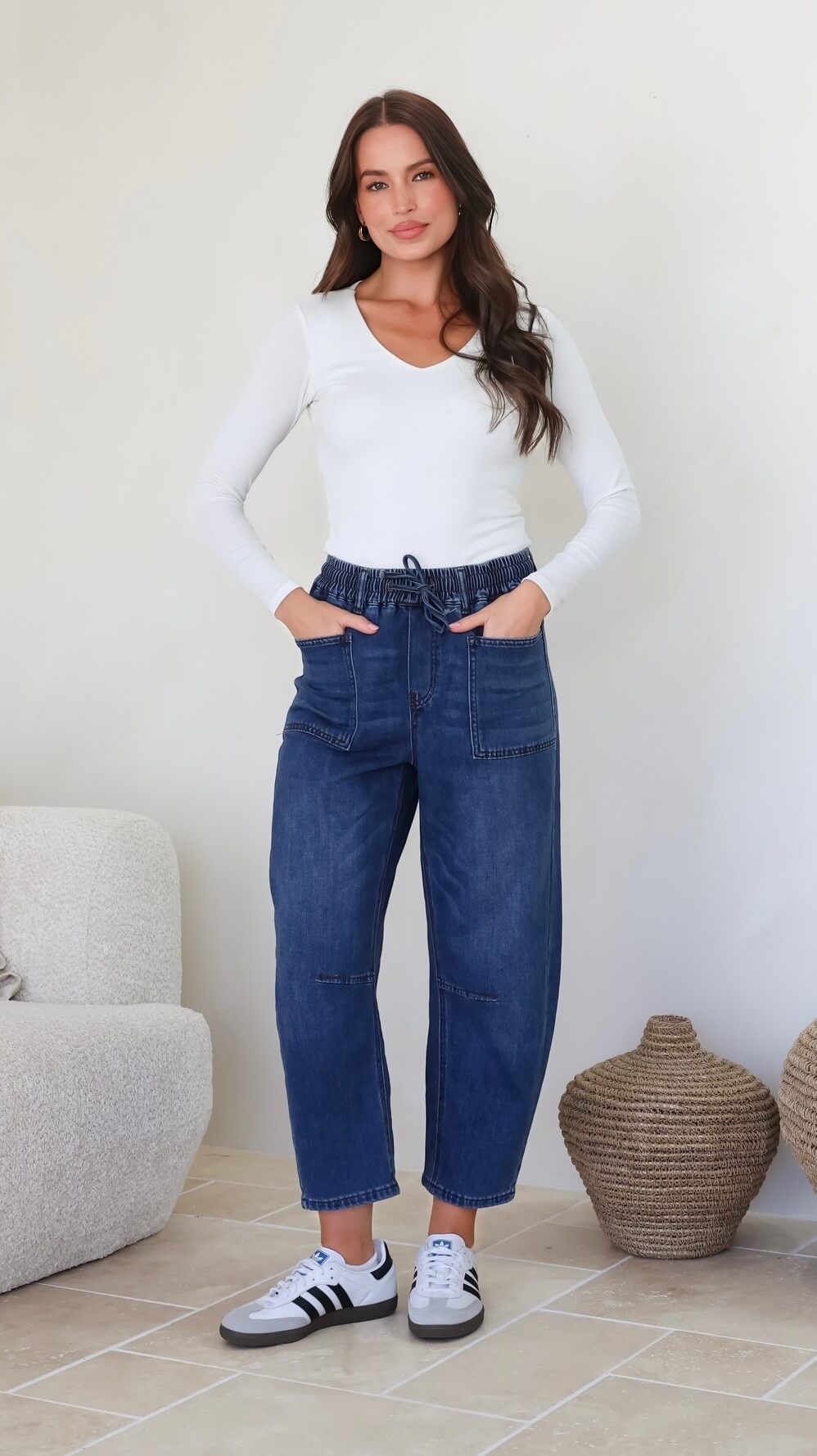 Barrie Barrel Jeans Dark Blue