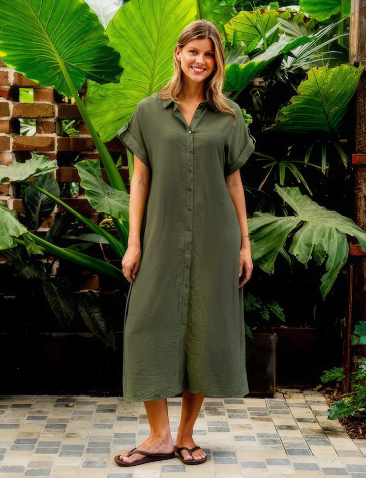 Carlson Dress Moss Green