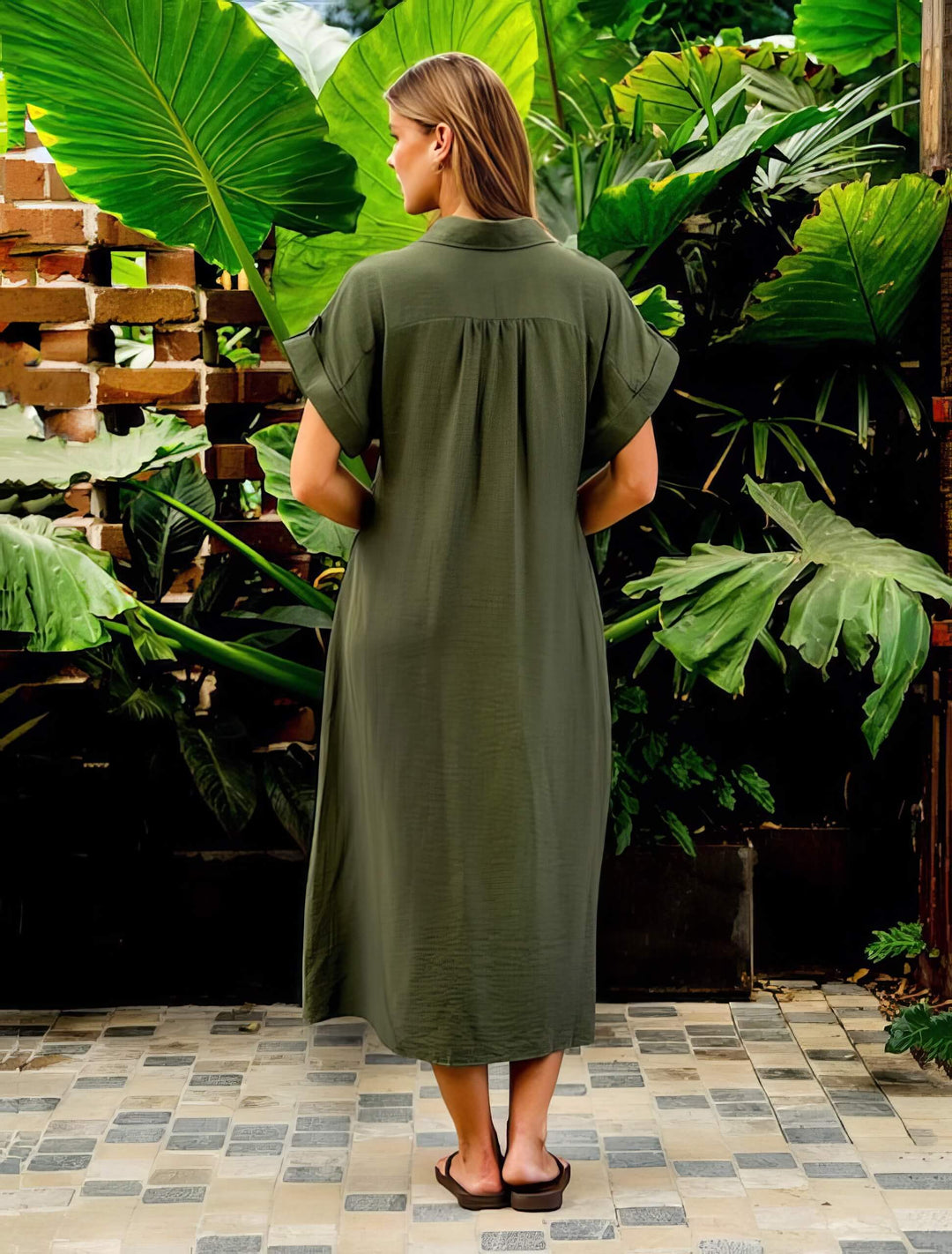 Carlson Dress Moss Green