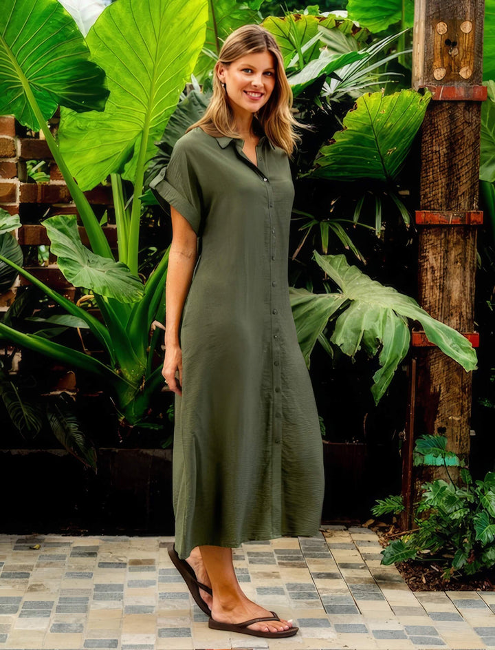 Carlson Dress Moss Green