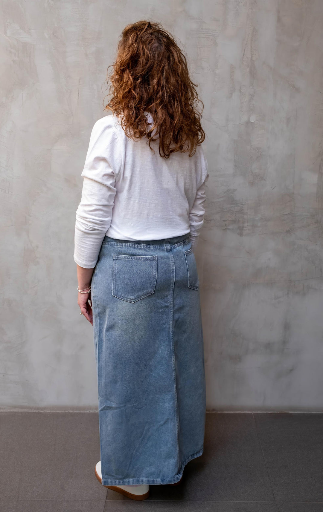 Daisy Denim Midi Skirt Blue