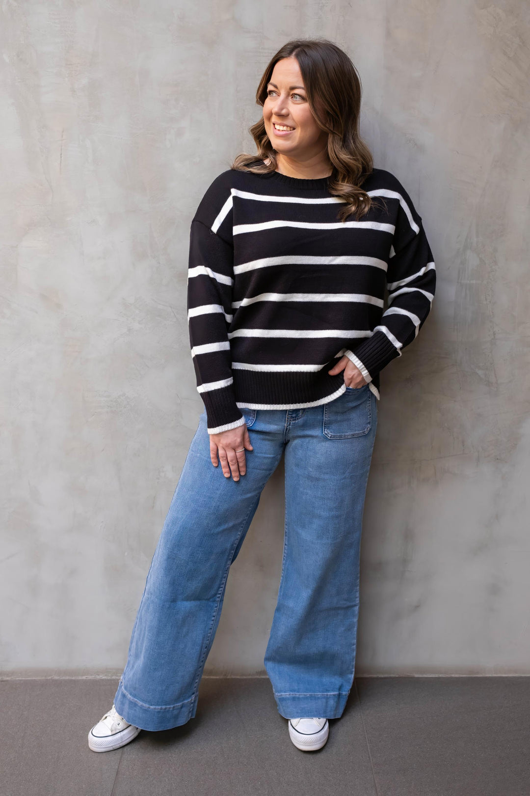 Grace Jumper Black / White Stripe