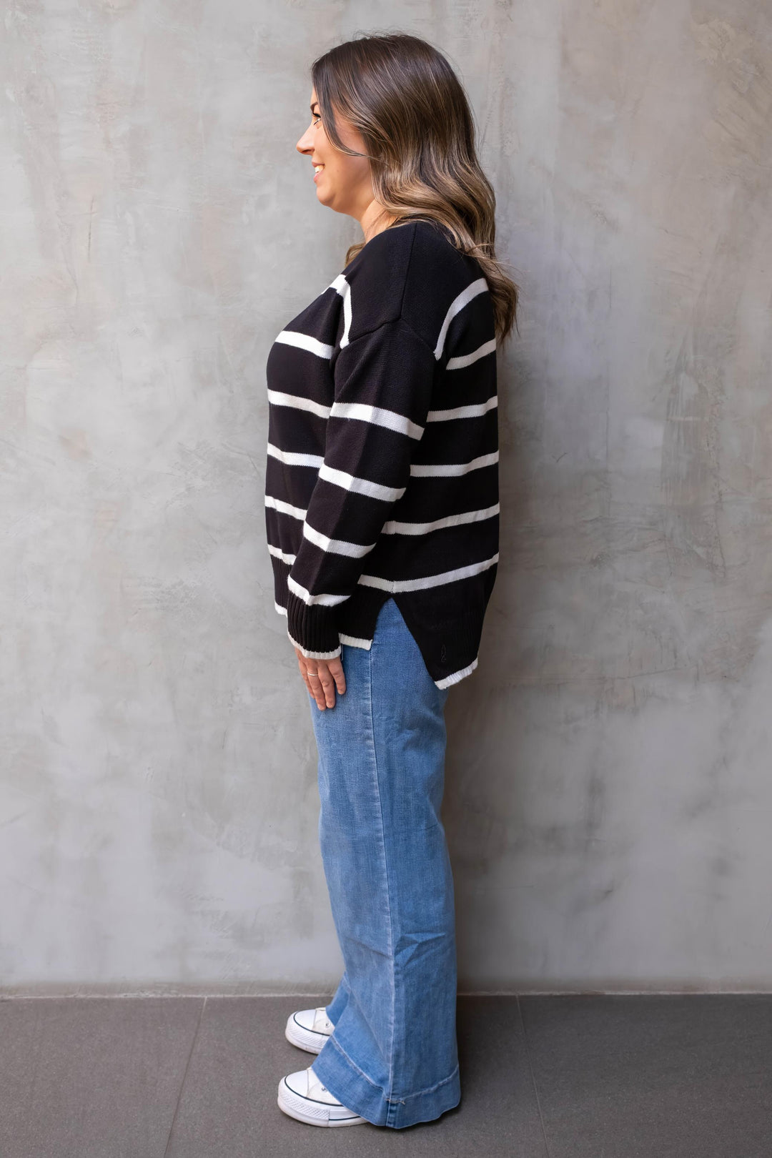 Grace Jumper Black / White Stripe