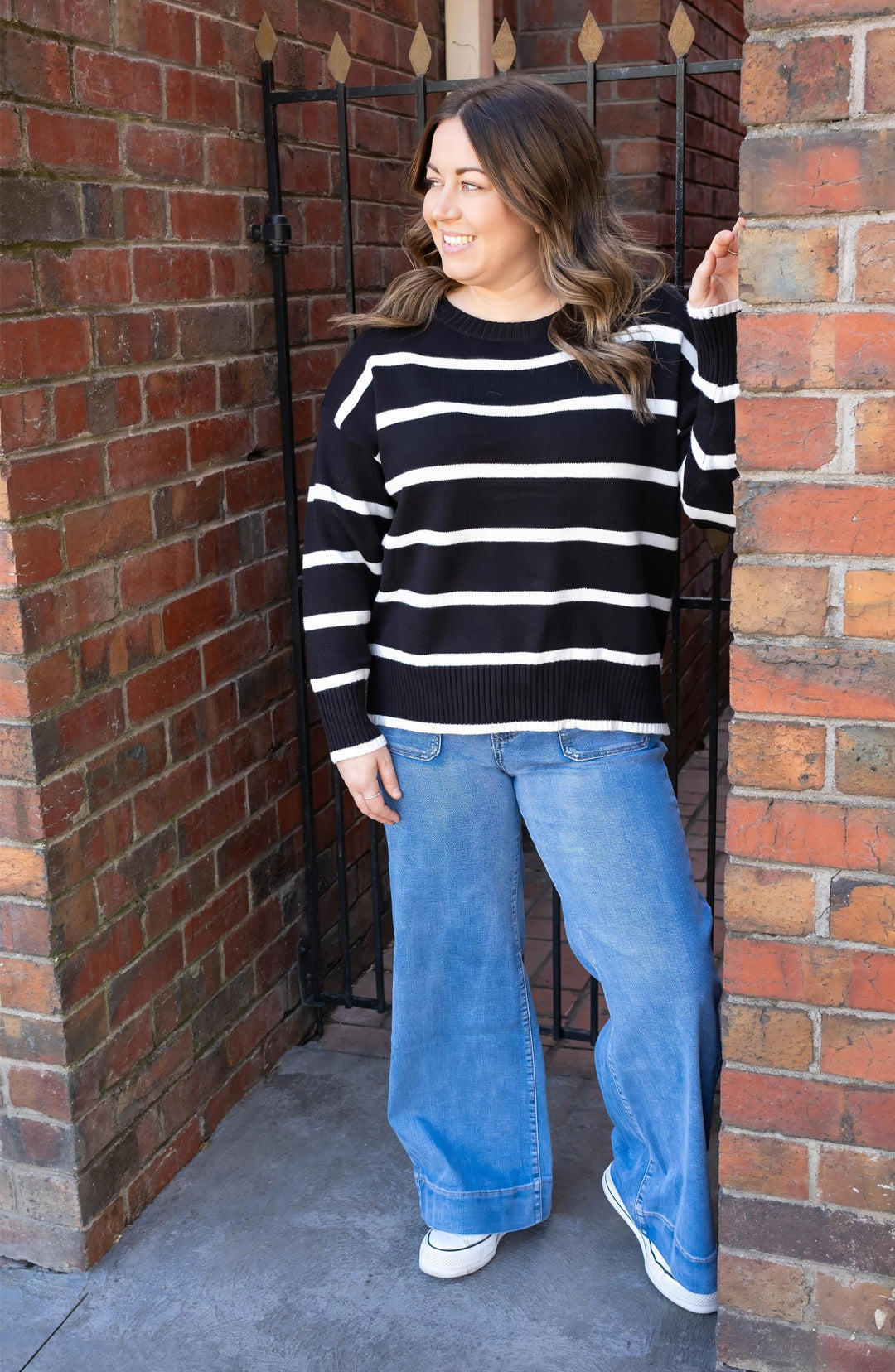 Grace Jumper Black / White Stripe