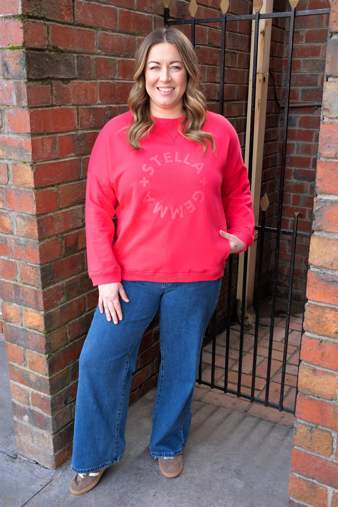 Stella + Gemma - Newport Pocket Crew Sweat Raspberry