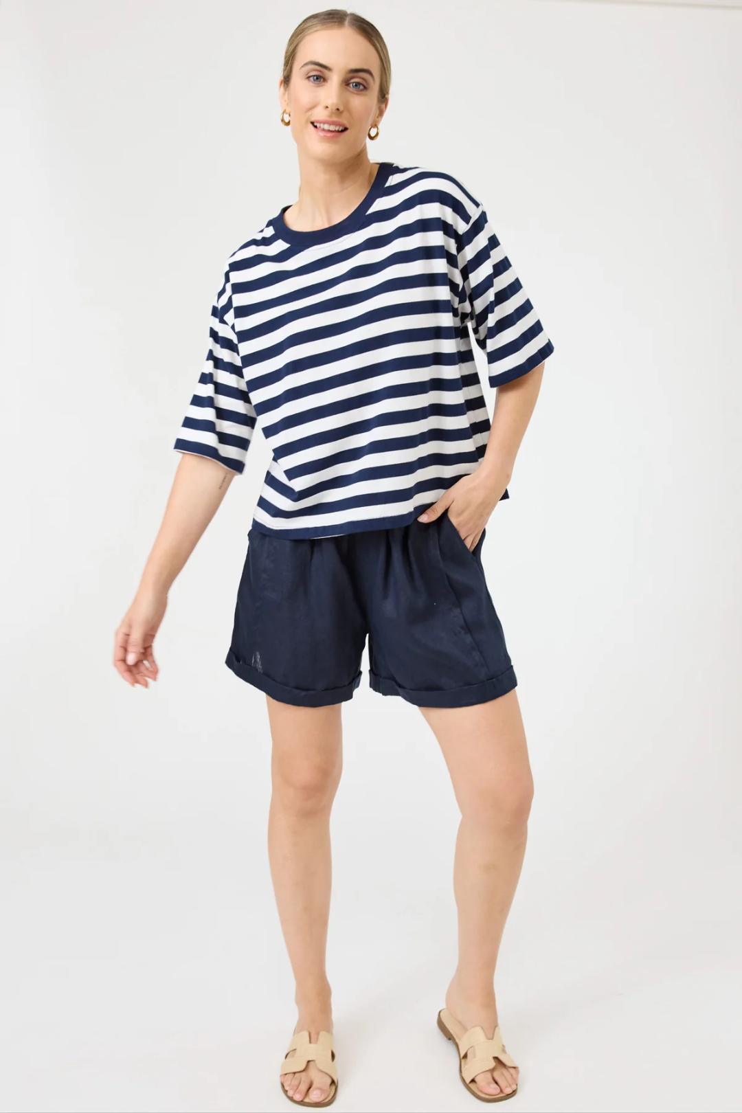 Eb & Ive - Studio T-shirt Indigo Stripe