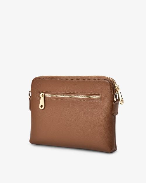 Elms + King - Bowery Crossbody Wallet Tan Saffiano
