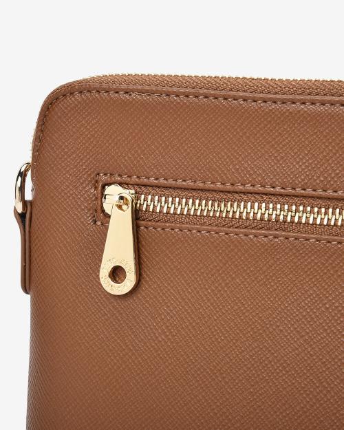 Elms + King - Bowery Crossbody Wallet Tan Saffiano