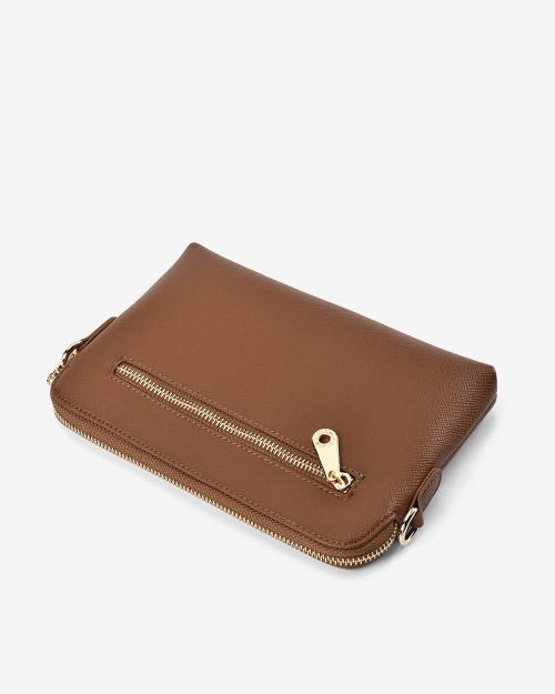 Elms + King - Bowery Crossbody Wallet Tan Saffiano