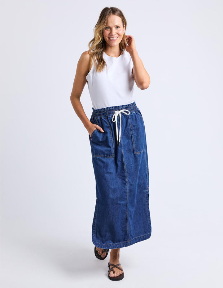Elm - Clover Midi Denim Skirt Blue