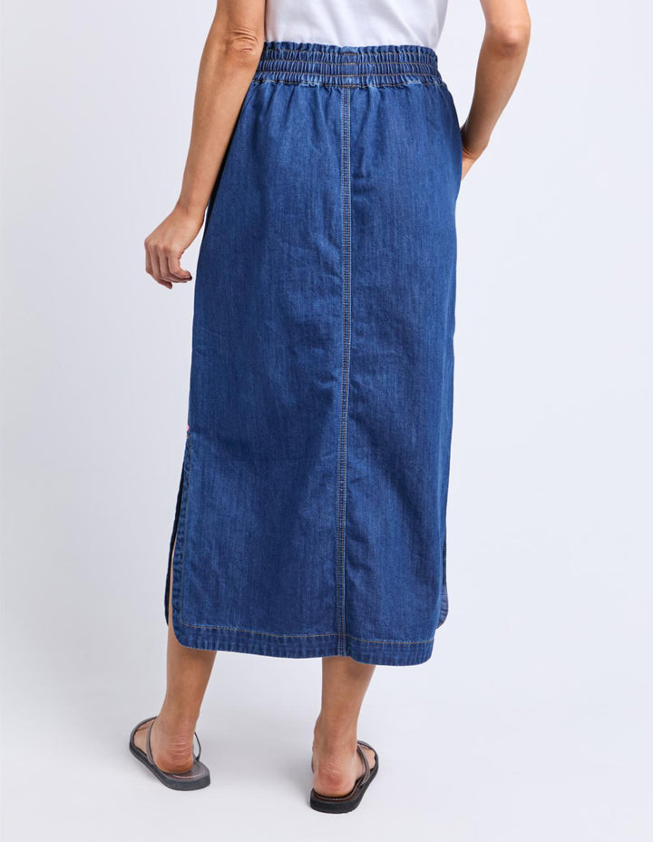 Elm - Clover Midi Denim Skirt Blue