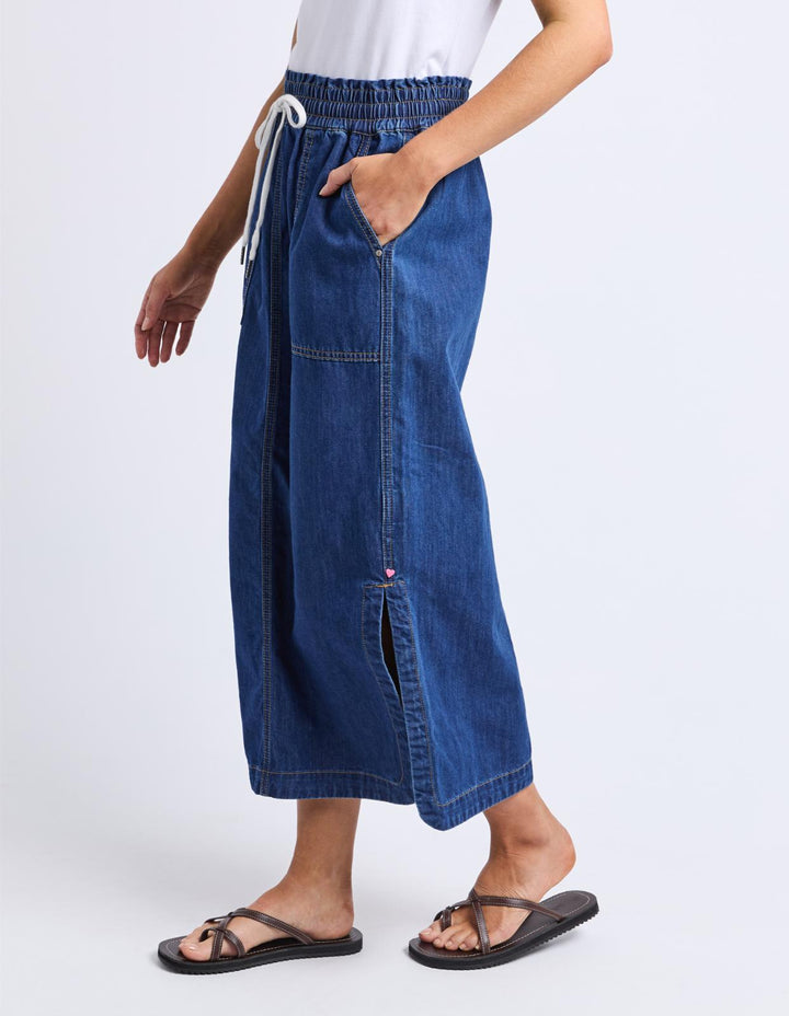 Elm - Clover Midi Denim Skirt Blue