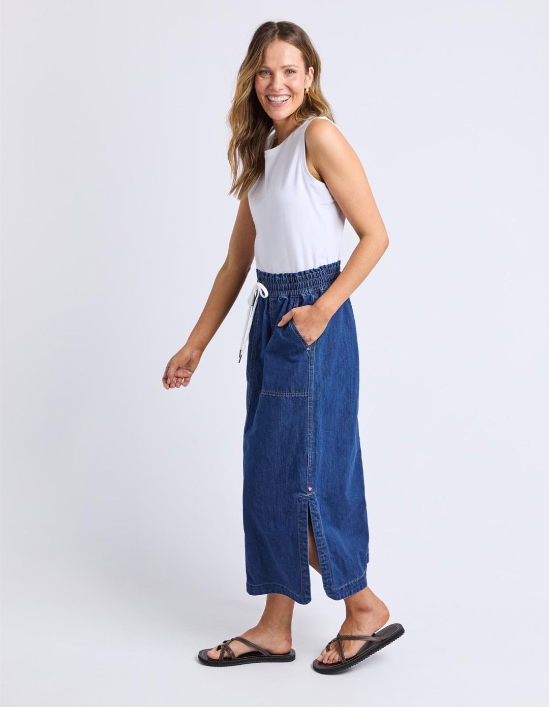 Elm - Clover Midi Denim Skirt Blue