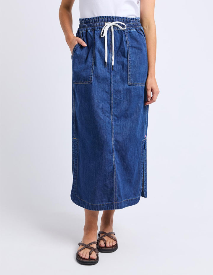 Elm - Clover Midi Denim Skirt Blue