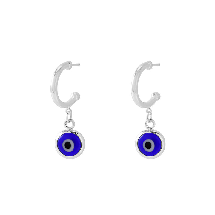 Von Treskow - Open Hoop Earrings With Blue Evil Eye