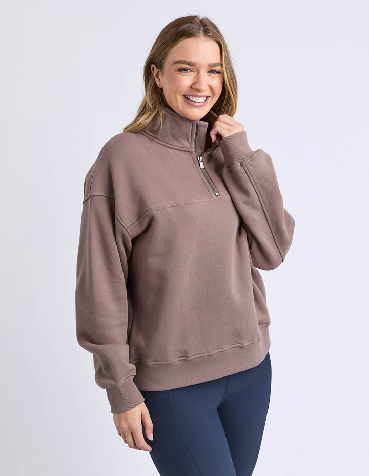 Foxwood - College Zip Crew Mocha