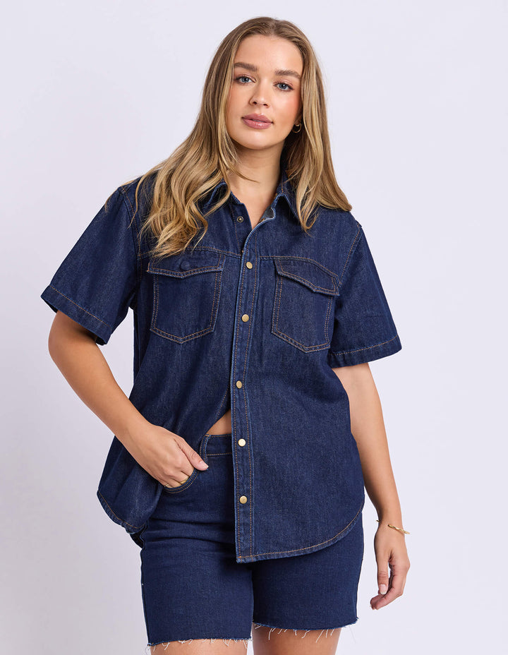 Foxwood - Daisy Short Sleeve Shirt Dark Blue